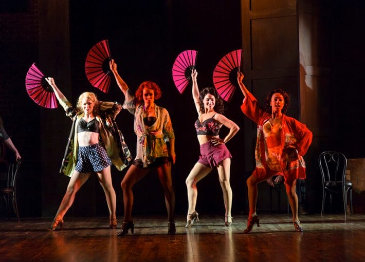 (from left) Jane Papageorge, Megan Sikora, Robin Masella, and Shina Ann Morris in the Hartford Stage/Old Globe co-production of Kiss Me, Kate, with music and lyrics by Cole Porter, book by Sam and Bella Spewack, choreography by Peggy Hickey, and directed by Darko Tresnjak. The Old Globe engagement of Kiss Me, Kate runs July 1 - Aug. 9, 2015. Photo by T Charles Erickson.